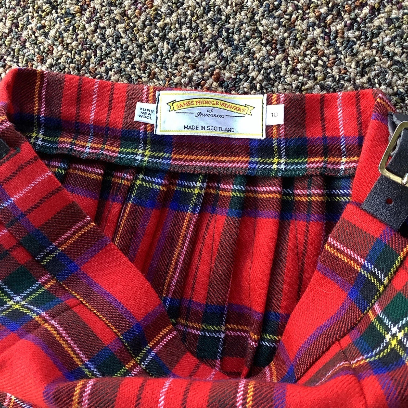 VTG James Pringle Weavers Tartan Wool Kilt Skirt Excellent Size 10 Scotland image 3