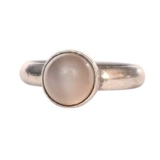 Vintage Sterling Silver Glowing Moonstone Solitaire Ring