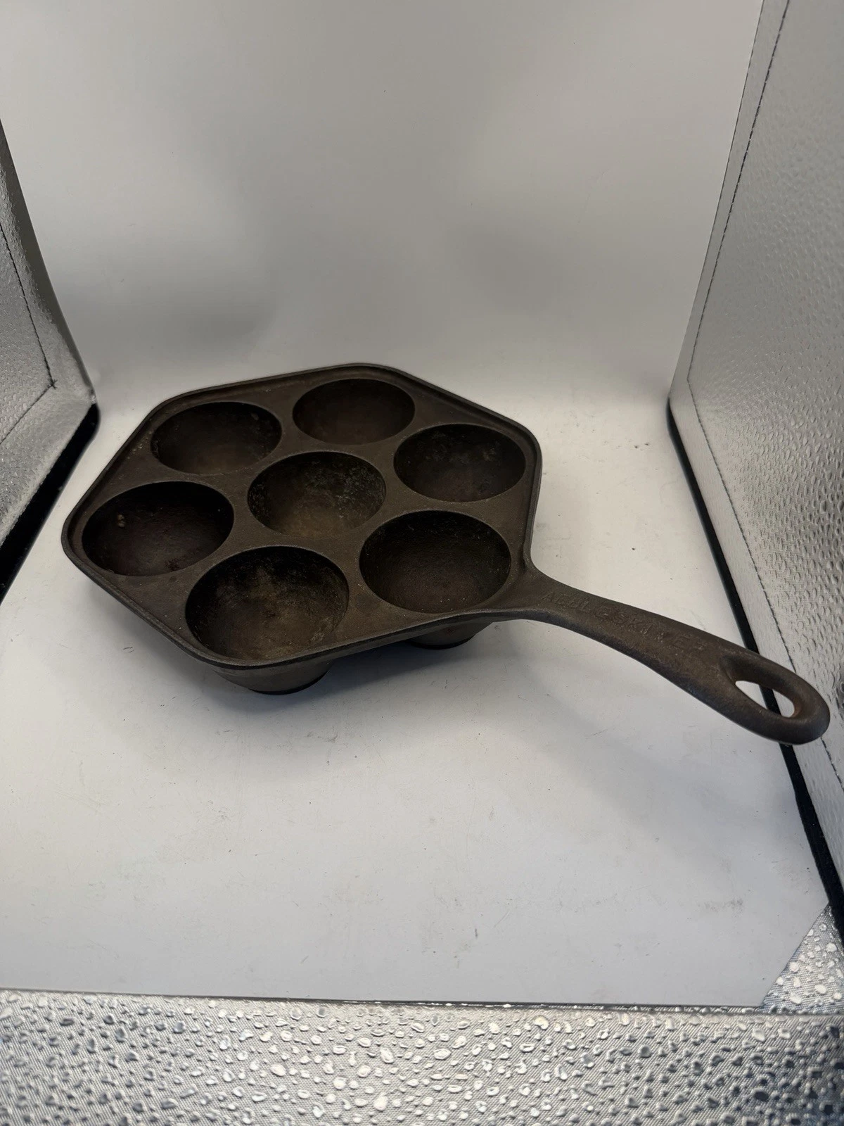 Vintage Cast Iron Aebleskiver Pan 7 Cup Danish Pancake Skillet