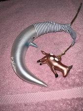 Soffieria De Carlo I Cow Jumped Over The Moon Blown Glass Christmas Ornament 