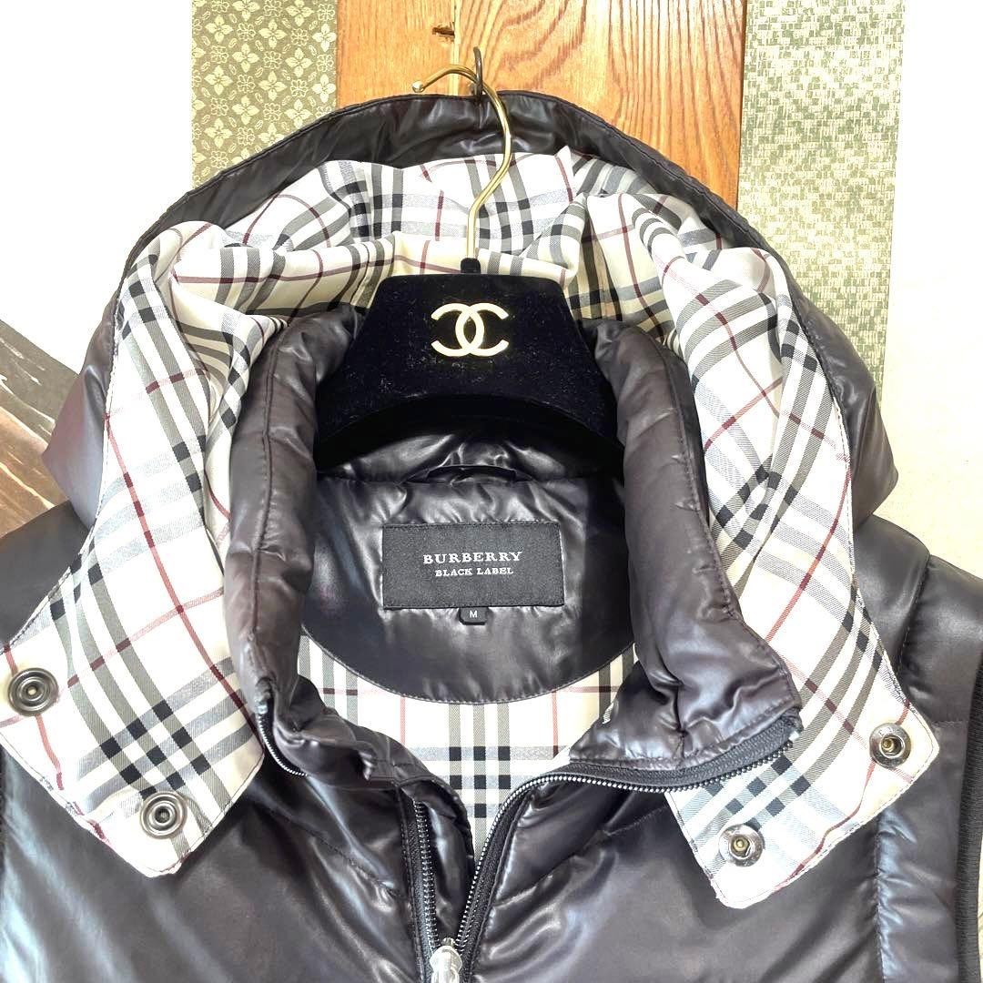 Burberry Black Label Down Vest hooded zipper nova check size-M