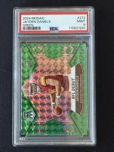 2024 Mosaic Jayden Daniels Green Prizm NFL Debut RC PSA MINT 9 Rookie #272