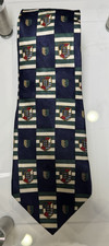 Vintage Oscar De La Renta Silk Tie Crest Check Pattern Made In USA 57X4