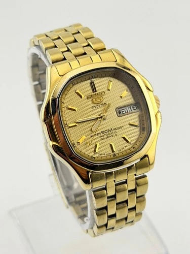 Seiko 5 Superior 7S26 Golden Dial Men's Automatic Vintage Watch