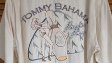 Tommy Bahama Bowling Shirt Mens Medium Beige Silk Paradise Pinup Hawaiian Camp