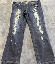 Torrid Premium Distress Straight Women's Jeans Size 18 Blue Denim High Rise