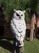 Eule Deko Figur Gartenfigur Eulenfigur 51cm  Schnee Eule wetterfest NEU