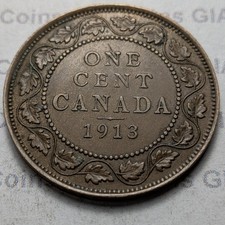 CANADA 1913  LARGE 1 ONE CENT « KING GEORGE V » VF-30