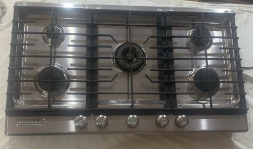 KitchenAid 36-Inch 5-Burner Gas Cooktop Drop In Stainless Steel Kfgs366Vss01