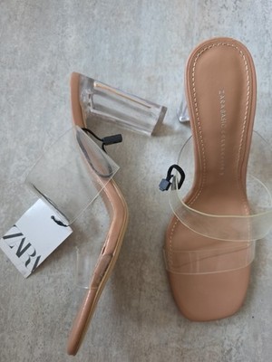 Zara Basic Collection Größe 38 Beige Transparent Schuhe Neu mit Etikett