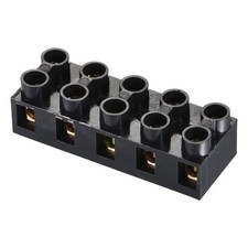 2 x Terminal Block 500V 10A Dual Row 5 Positions Screw Electric Barrier Strip