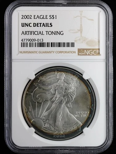 2002 American Silver Eagle NGC UNC Details Toning | UNC BU ASE Toned