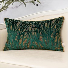 Luxurious 12x20 Inch Green Velvet Throw Pillow Case - Perfect for Living Rooms