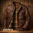 Mens Motorcycle Biker Vintage Distressed Brown Cafe Racer Genuine Leather Jacket