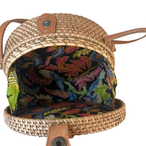 Rattan Umhängetasche Handtasche Damen gewebt hellbraun Boho Strand Urlaub Insel Resortwear - Bild 6 von 11