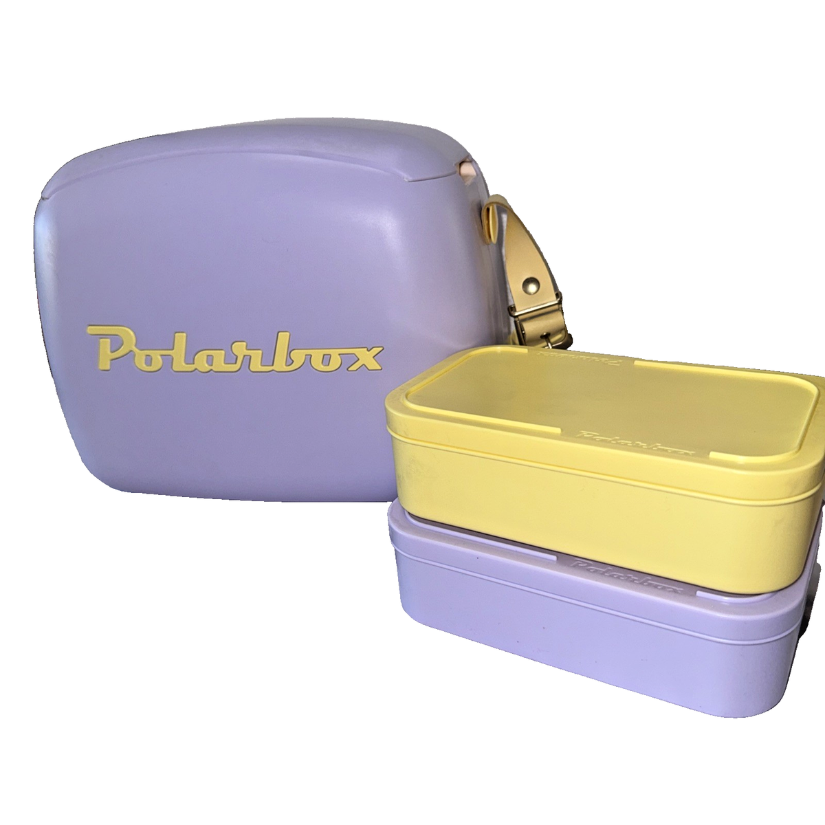 置物 cool Polarbox Retro Design Portable Cooler Purple & Yellow 6 Quart Two