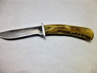 vintage custom made hunting knife with stag handle and custom made sheath — photo 4