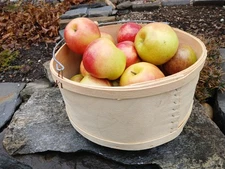 Vtg Wooden Sugar Bucket/Firkin 11" across, 5" high, Swing Handle.