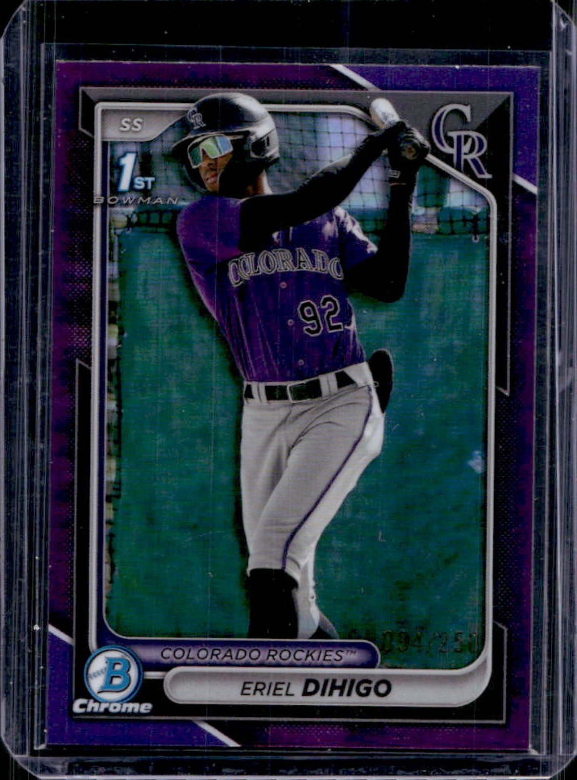 2024 Bowman Chrome Eriel Dihigo Purple Refractor 1st Prospect #94/250 Rockies