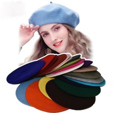 Women Vintage French Style Beret Hat Soft Wool Warm Cap Beanie Winter Autumn