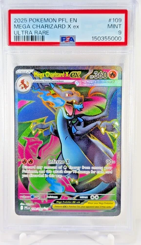 2025 POKEMON PFL EN-PHANTASMAL FLAMES ULTRA RARE #109 MEGA CHARIZARD X EX PSA 9