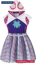 Marvel Ghost Spider Girls Cosplay Hooded Tulle Dress for Toddler Big Kids