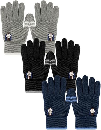 Winter Gloves for Toddler 1 - 5 Years Old 3 Pairs - Black / Navy / Grey Pack