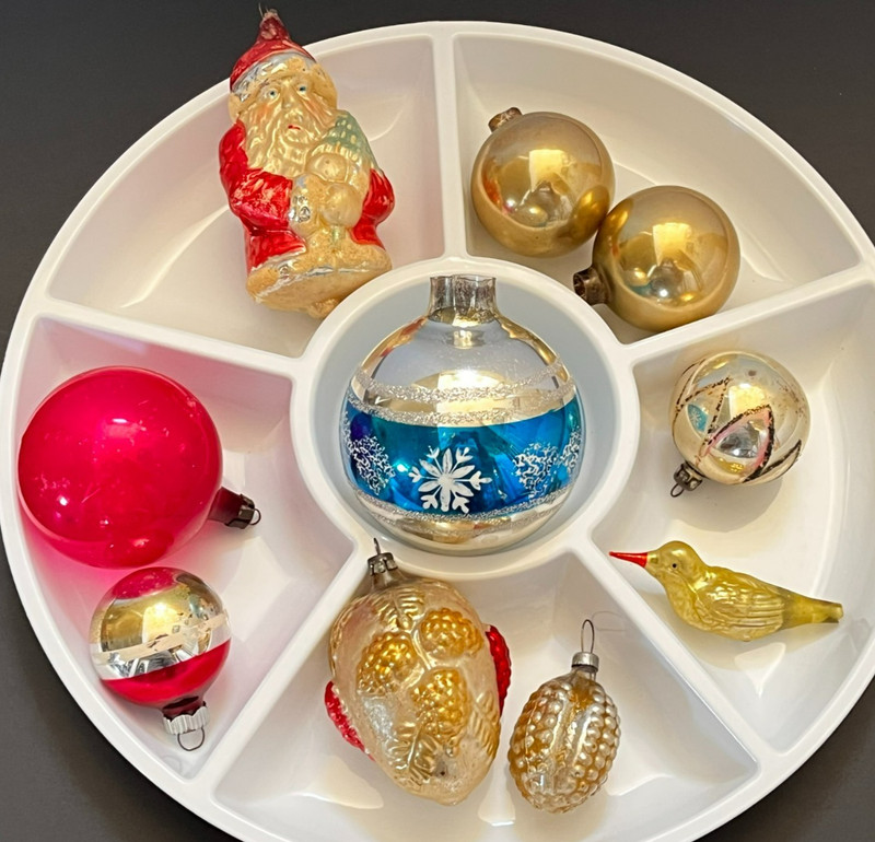 10 Vintage Mixed Brands Mercury Glass Christmas Ornaments READ PARTS REPAIR