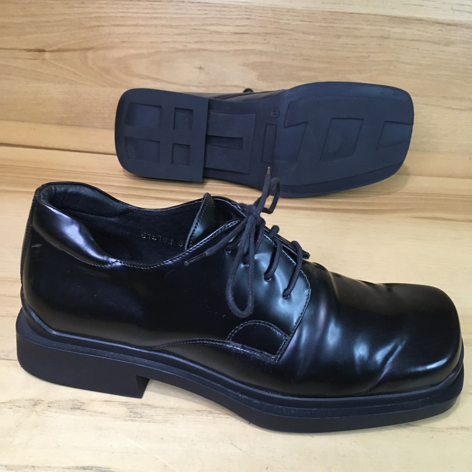 SAOLA Scarpa uomo Oliver Paolo pelle punta quadrata grossa tacco quadrato gotica taglia 8 Italia