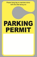 50 Pack 3x5 Inch Yellow Plastic Parking Permit Hang Tag Blank Mirror Pass Tag