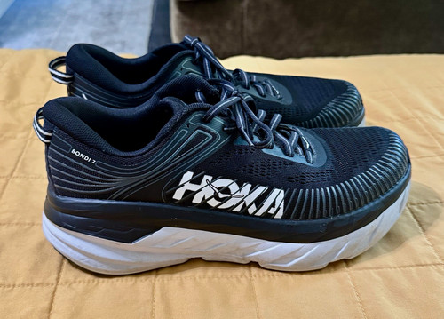 HOKA ONE ONE Bondi 7 Wide Black/White Mesh Lace-Up Women’s Size 8.5D 1110531