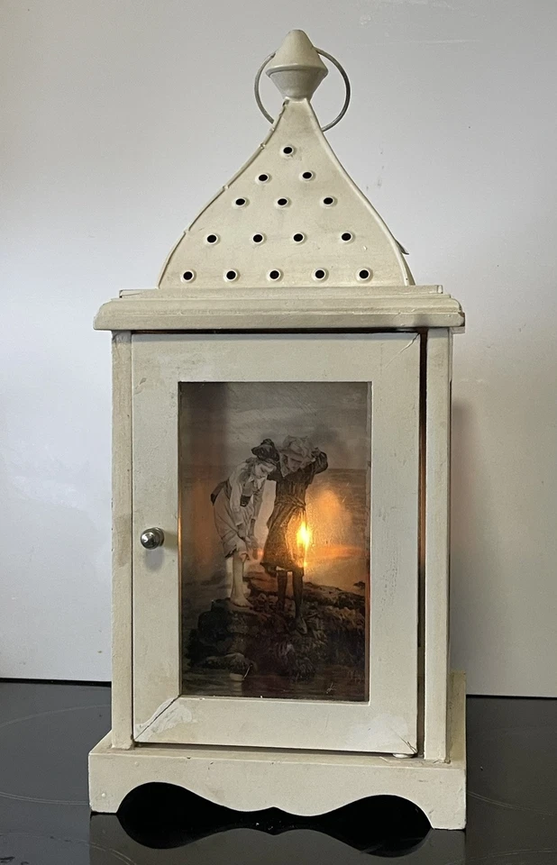 Large Rustic Wooden Lantern Candle Holder Vintage Handmade In India - Image 3 of 4