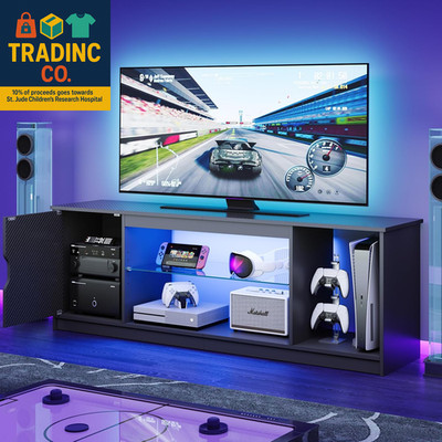 LED TV Stand for 55/60/65 Inch TV, Gaming Entertainment Center with Cabinet for 
