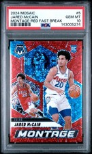 2024-25 Panini Mosaic Red Fast Break Montage Jared McCain Rookie #5 PSA 10 /99
