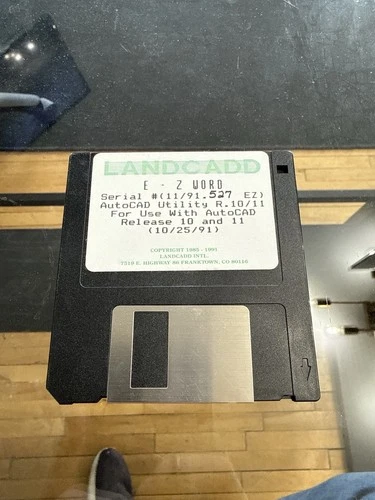 LANDCADD E-Z Word AutoCAD Utility Disk (1991) – For AutoCAD R10/R11 – Vintage