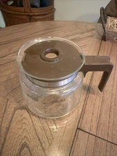Vintage Unbranded Replacement 10-Cup Coffee Pot Carafe with Brown Handle and Lid