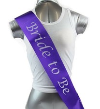 Hens Night Party Bridal Sash Purple/White - Bride To Be