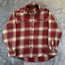 Orvis Flannel Shirt Mens XL Red Plaid Long Sleeve Button Down Heavyweight Cotton