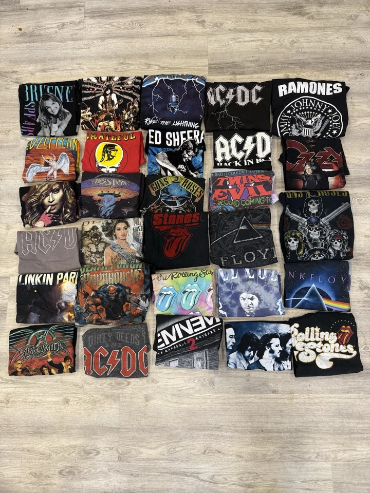 Lote de camisetas vintage de banda (25) giras de conciertos de rock camisetas gráficas caja de revendedor - 21 Foto 4 de 4