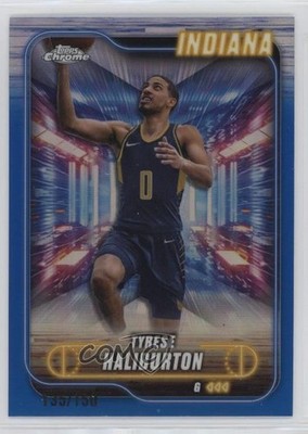 2024-25 Topps Chrome Blue Refractor 135/150 Tyrese Haliburton #100 5i3