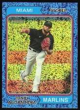 2023 Topps Heritage Sandy Alcantara #358 Chrome Blue Sparkle Refractor Marlins