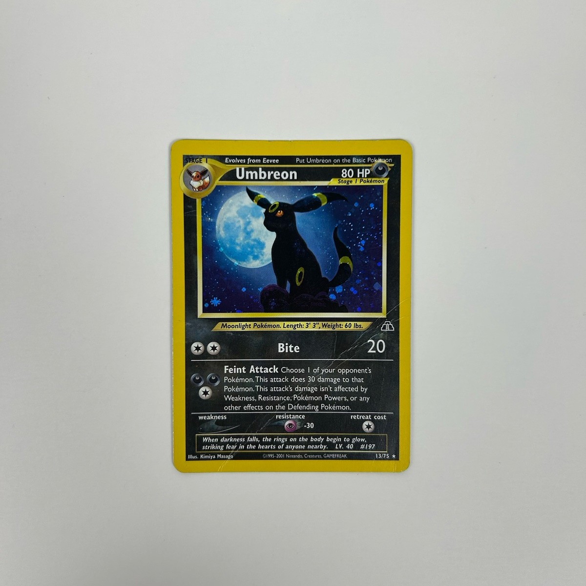 Pokémon TCG Umbreon Neo Discovery Holo Rare Card 13/75 HP Played