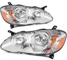 Headlight Assembly Toyota Corolla 2003-2008 Chrome Amber Reflector Clear Lens