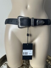 Image of The Kooples Black Leather Cowboy Belt Size 1