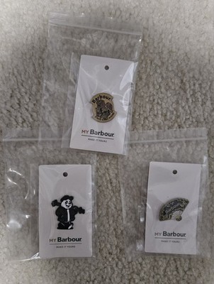 Barbour set of 3 Enamel Pin Badge Brooch - Panda / Chinese Fan / Feng Chen Wang