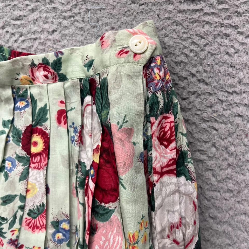 Vtg Ralph Lauren Country Skirt Women 8 Green Floral Tea Row Midi 80's 90's - Image 4 of 4