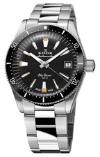 Edox Skydiver Automatic Steel Black Dial Date...