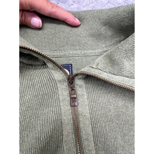Tommy Bahama Mens 1/4 Zip Pullover Sweater Sage Green Ribbed Collared - Picture 6 of 12