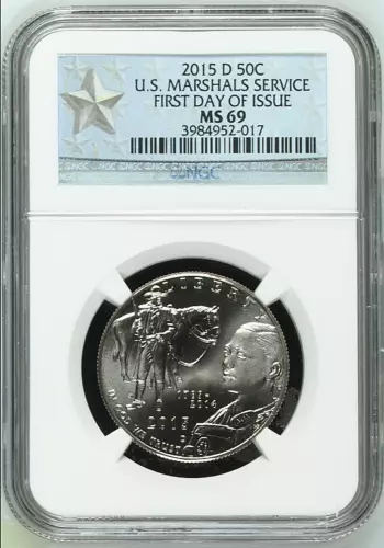 2015-D US Marshals Service Half Dollar NGC MS 69 First Day of Issue