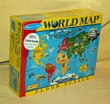 WORLD MAP FLOOR PUZZLE MELISSA DOUG 33 JUMBO PC 2x3' LIGHTS CAMERA INTERACTION 
